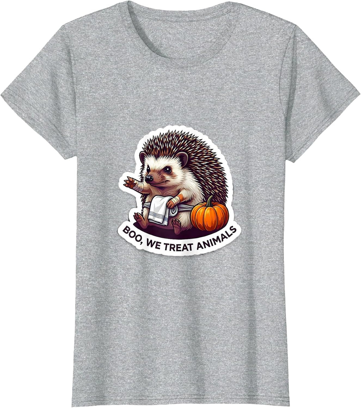 Boo We Treat Animals Funny Vet Tech Halloween Crew T-Shirt - Heather Grey