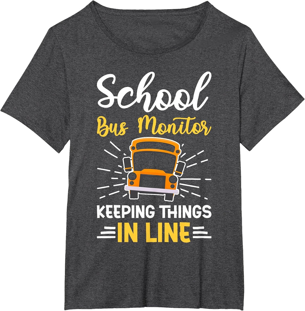 Keeping Things in Line School Bus Monitor T-Shirt - Dark Heather Grey