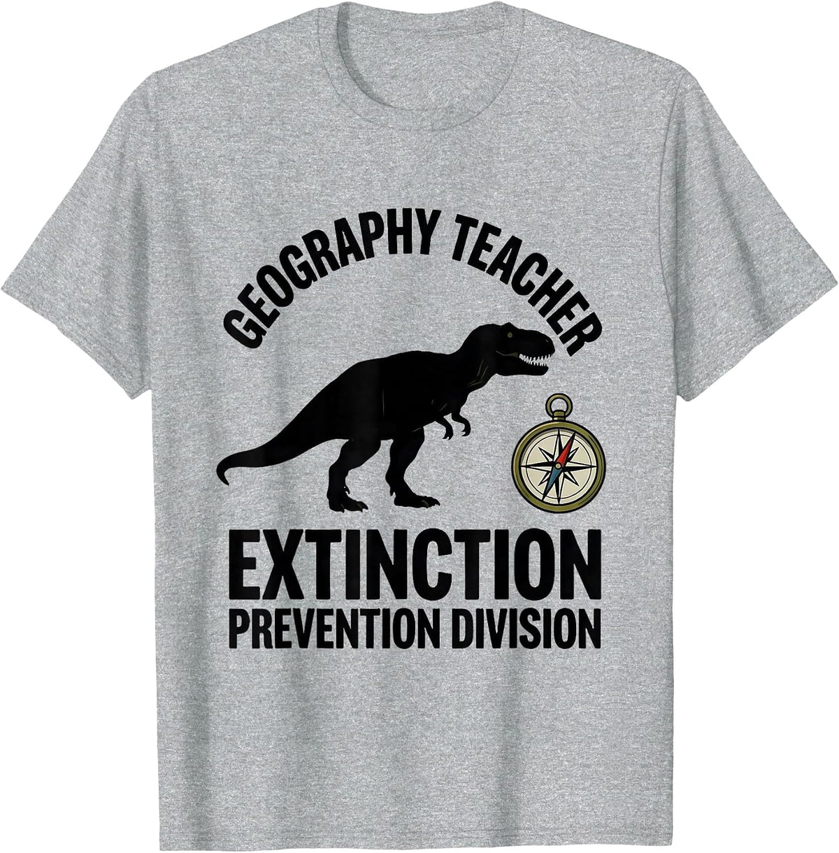 Men's Geography Teacher Extinction Prevention Division Teacher T-Shirt - Heather Grey