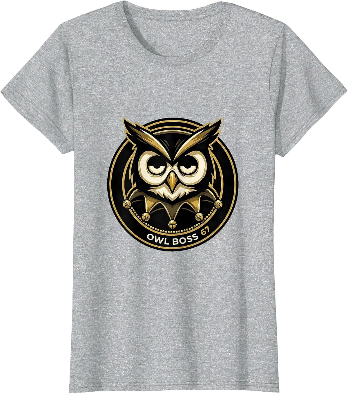 Women's Owl Boss 67 Meme Funny Mardi Gras Kids Carnival T-Shirt - Heather Grey
