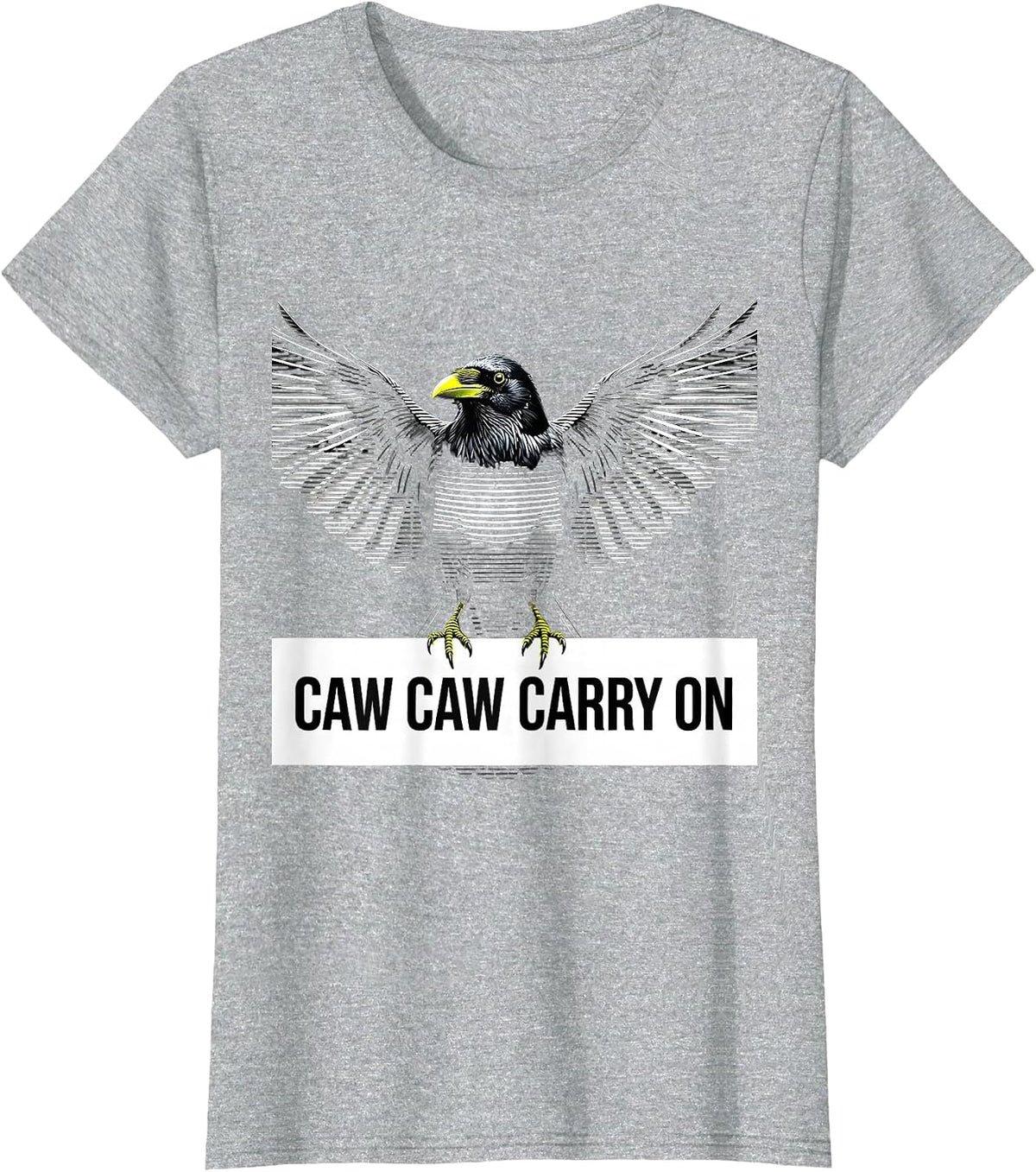 Caw Caw Carry On Funny Crow Design T-Shirt - Heather Grey