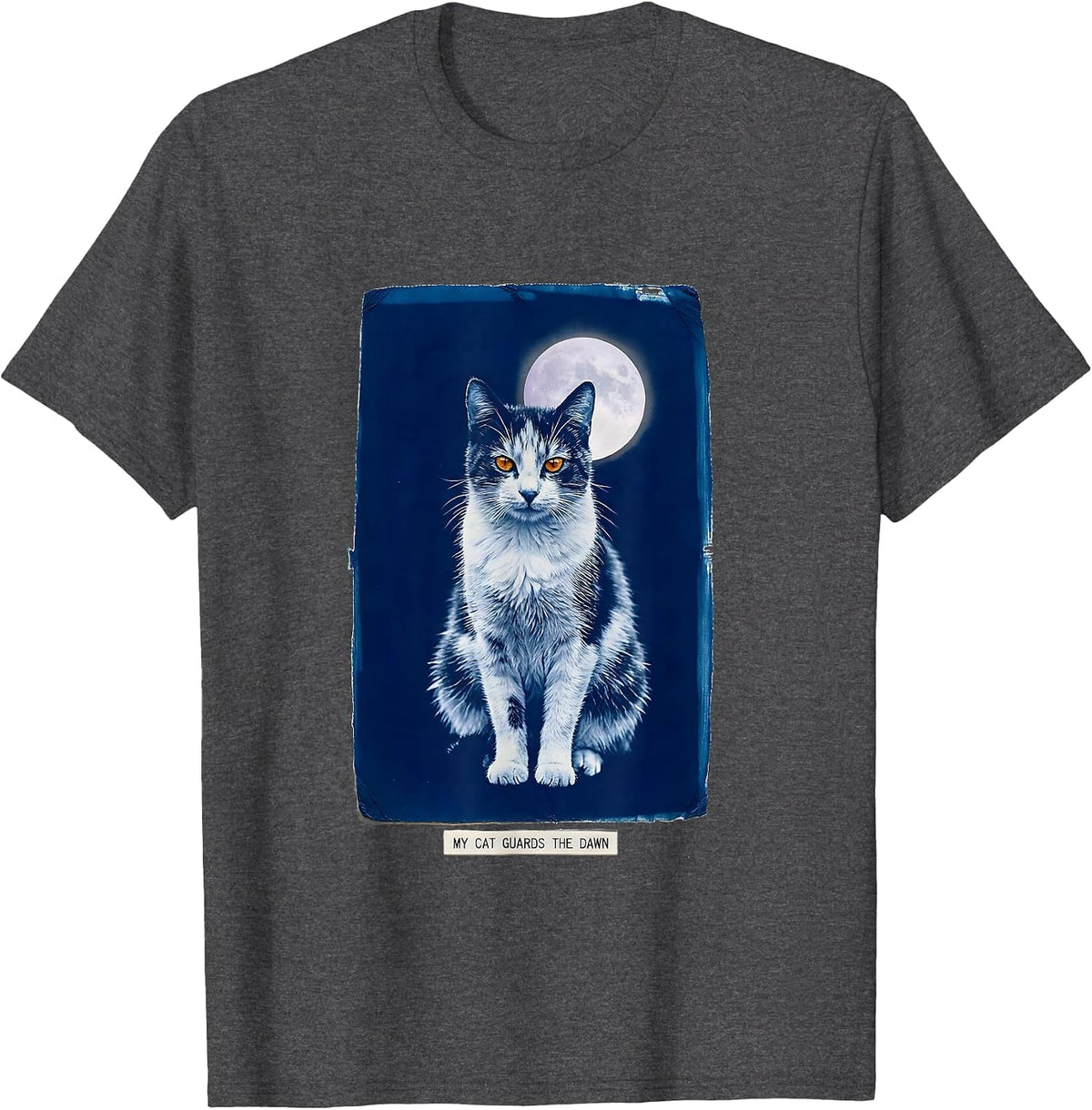 My Cat Guards The Dawn Mystical Clan Cat Fan Art T-Shirt - Dark Heather Grey