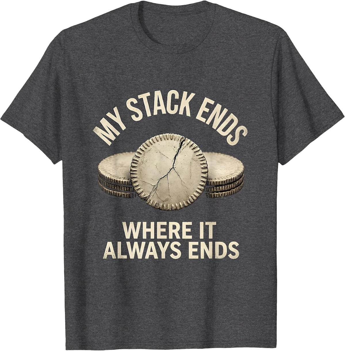 Men's My Stack Ends Where It Always Ends Funny Poker Player T-Shirt - Dark Heather Grey