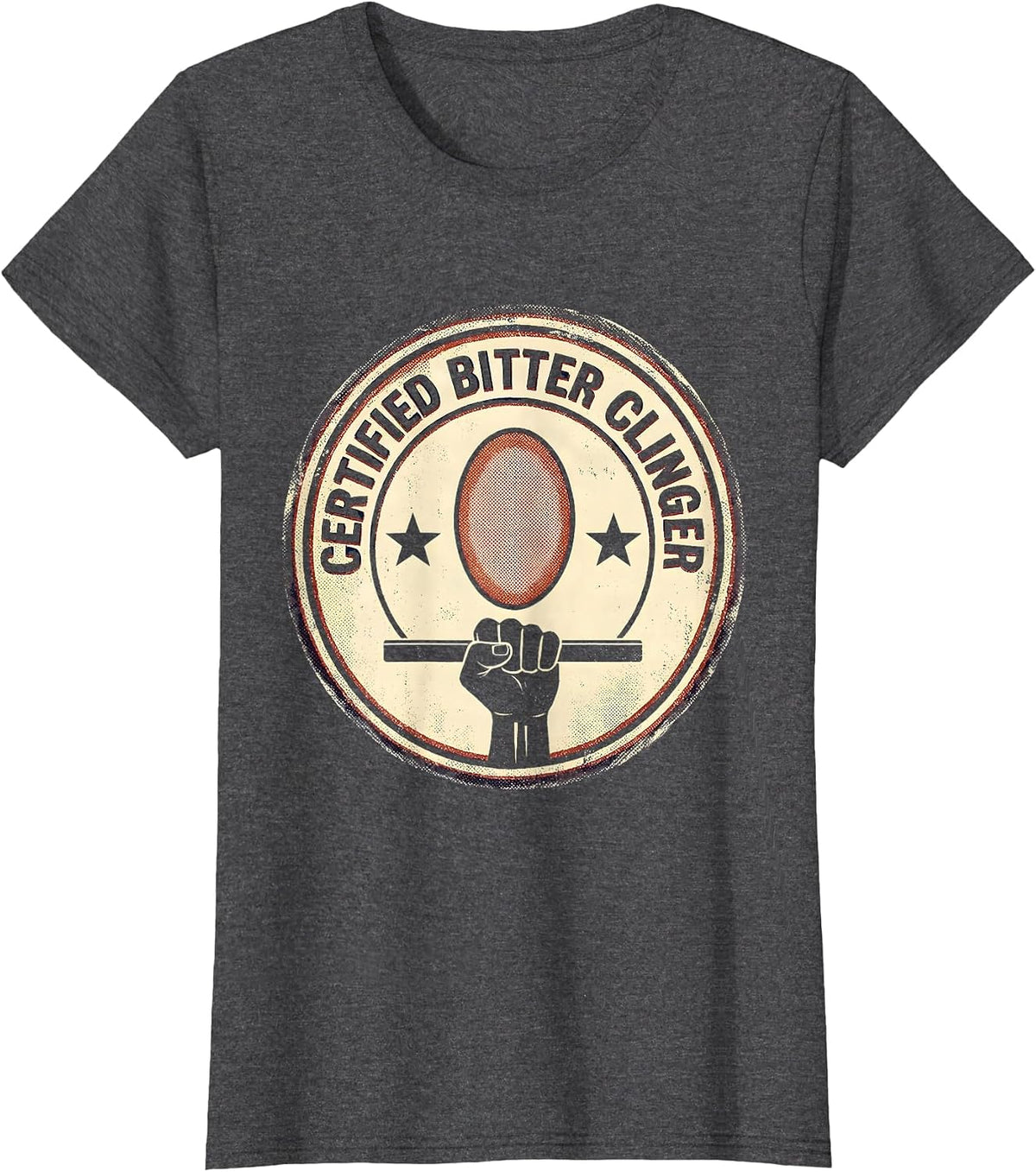 Women's Certified Bitter Clinger Funny Trump Political Satire Humor T-Shirt - Dark Heather Grey