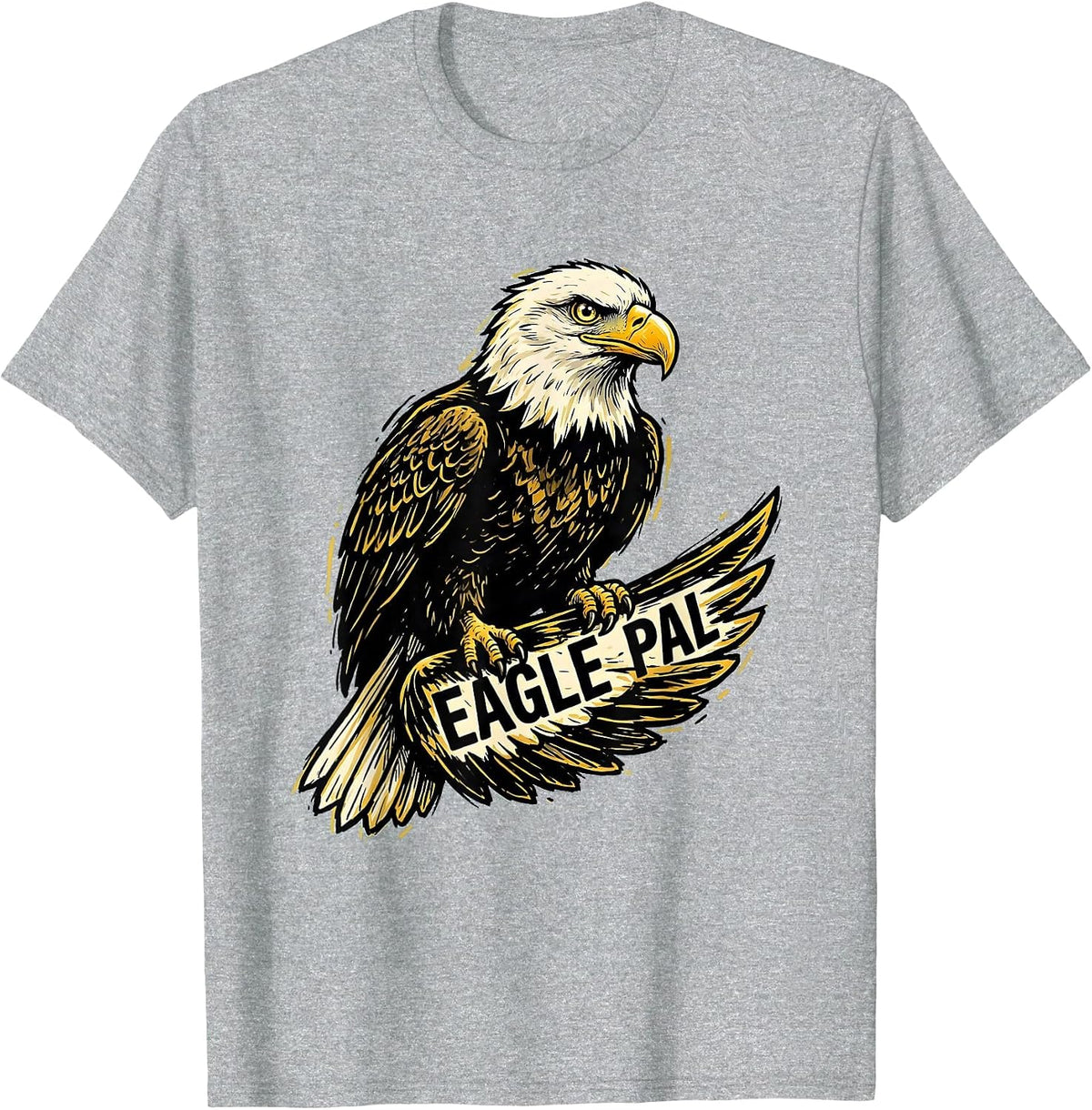 Men's Eagle Pal Playful Bald Eagle Mascot Fan Pride T-Shirt - Heather Grey