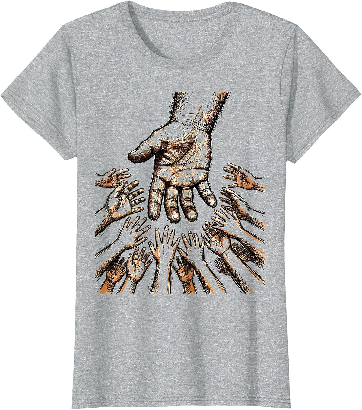 Women's Paraprofessional Guiding Hands Graphic Design T-Shirt - Heather Grey