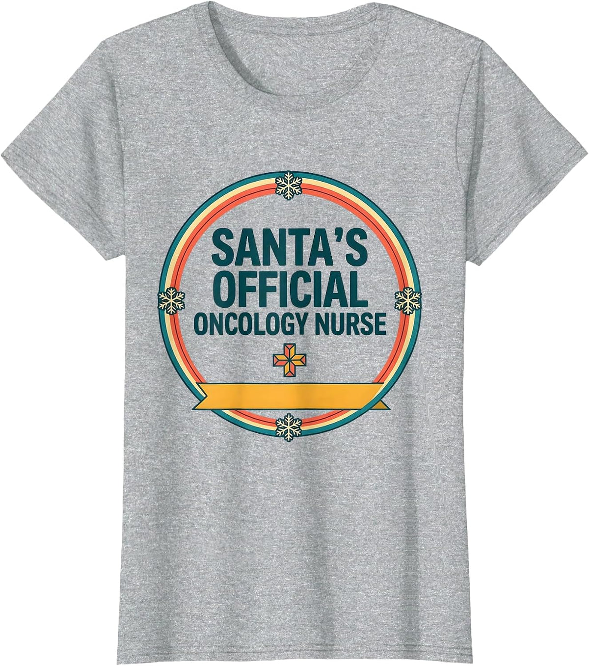 Santa's Official Oncology Nurse Funny Christmas Nurse Gift T-Shirt - Heather Grey