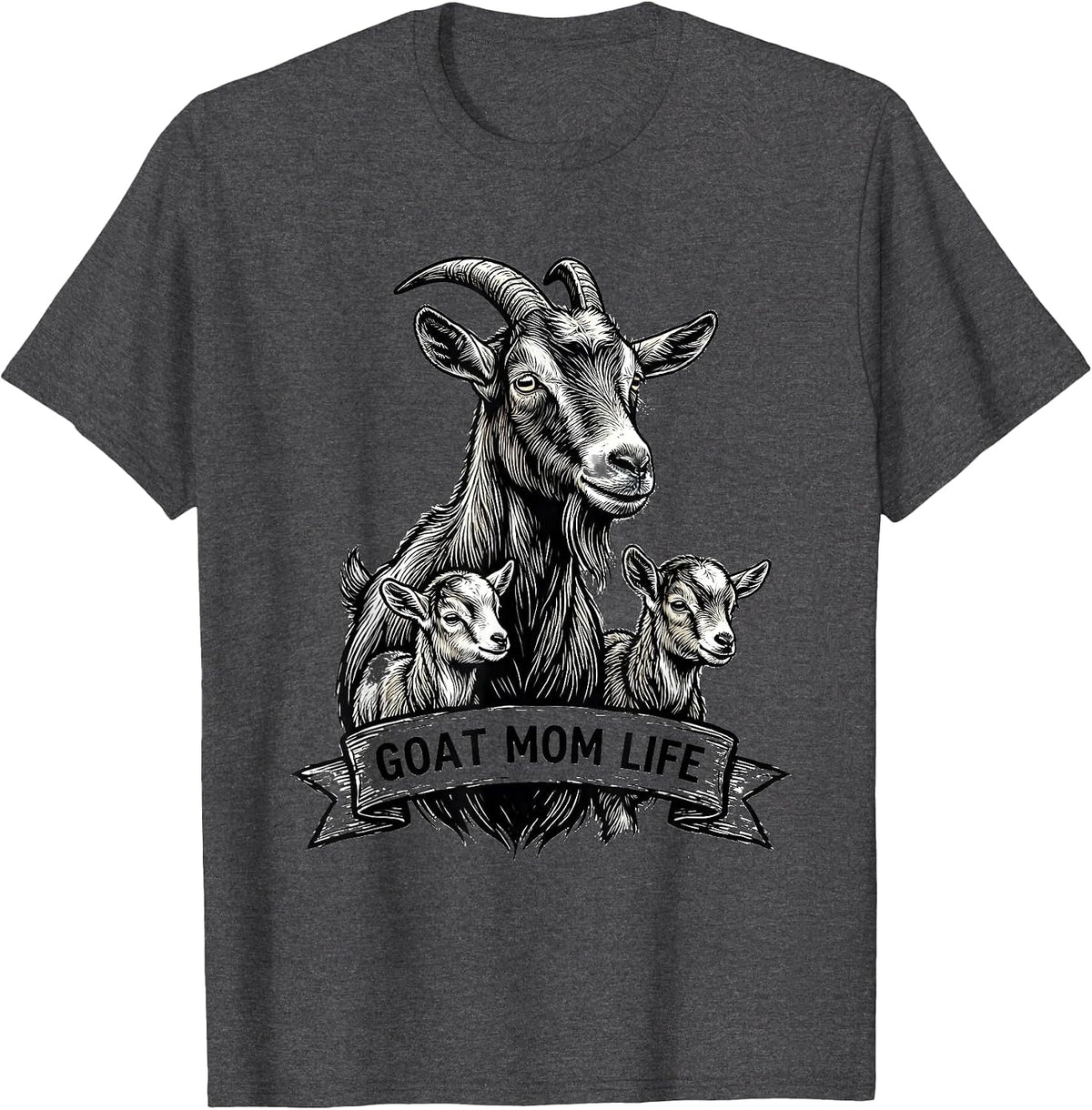 Men's Goat Mom Life Proud Goat Lover Design T-Shirt - Dark Heather Grey