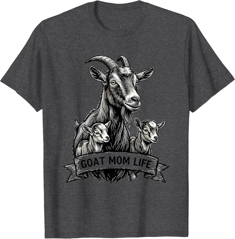 Men's Goat Mom Life Proud Goat Lover Design T-Shirt - Dark Heather Grey