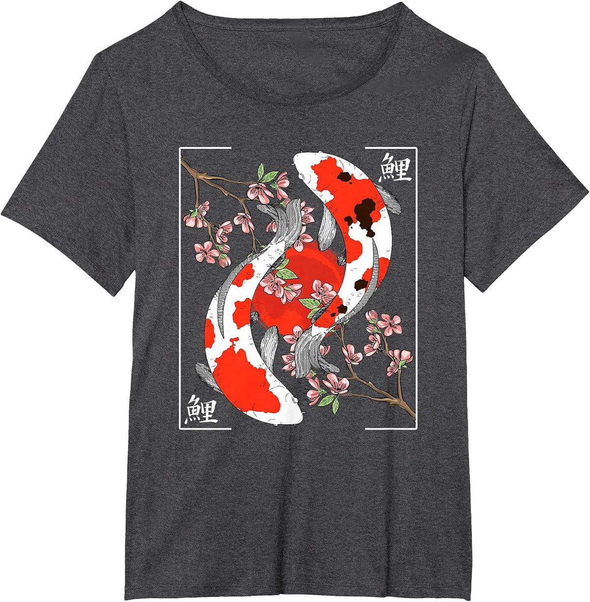 Japanese Koi Carp Fish Nishikigoi Cherry Blossom Men Women T-Shirt - Dark Heather Grey