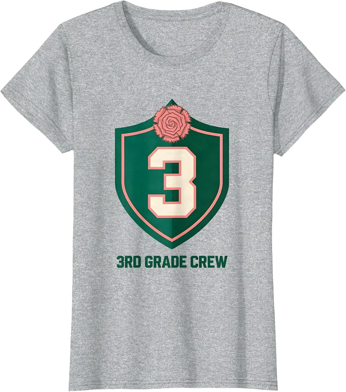 Women's 3rd Grade Crew Coquette Bow Back to School Grade Identity T-Shirt - Heather Grey