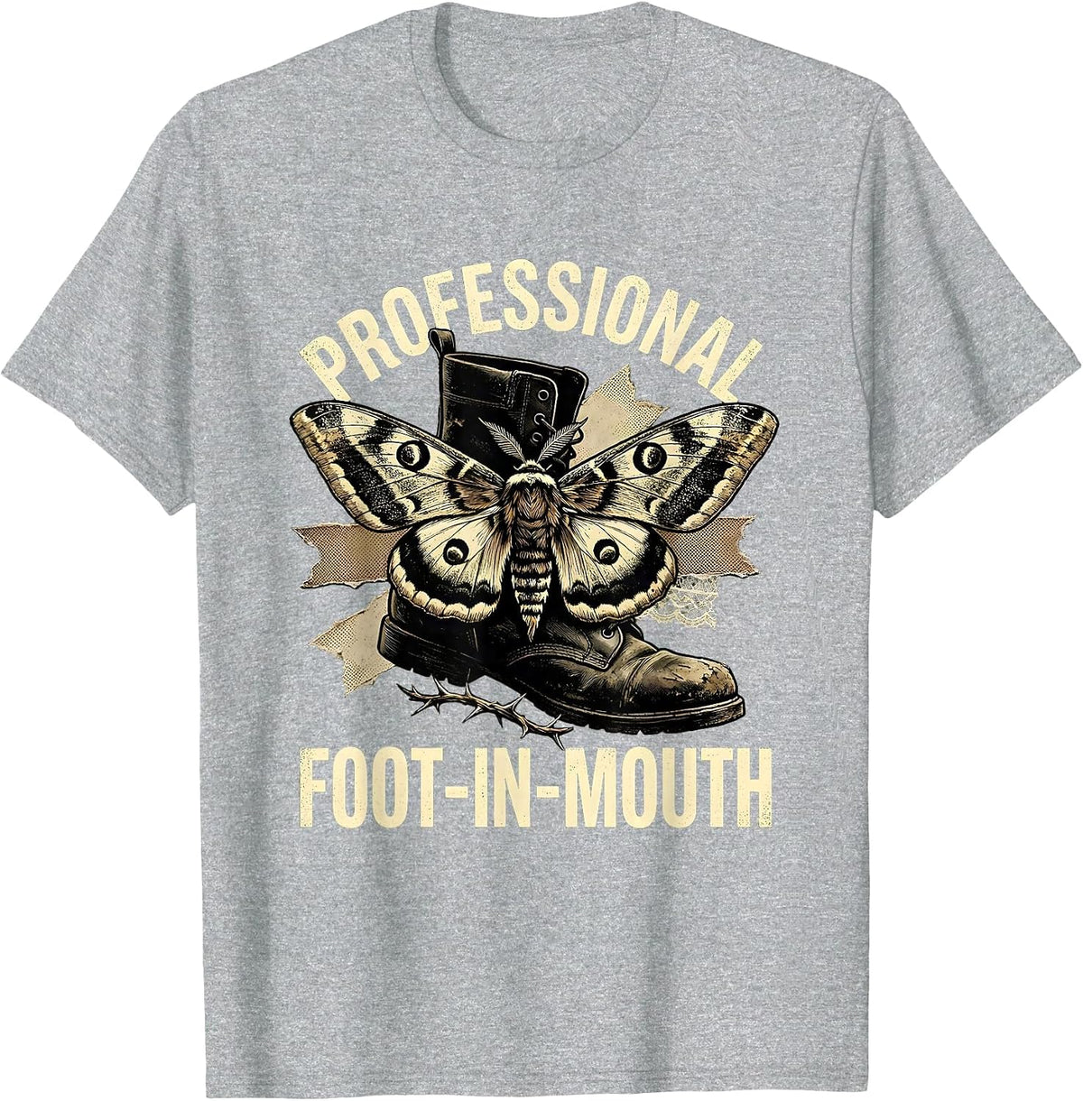 Men's Professional Foot-in-Mouth Embarrassing Humor Design T-Shirt - Heather Grey