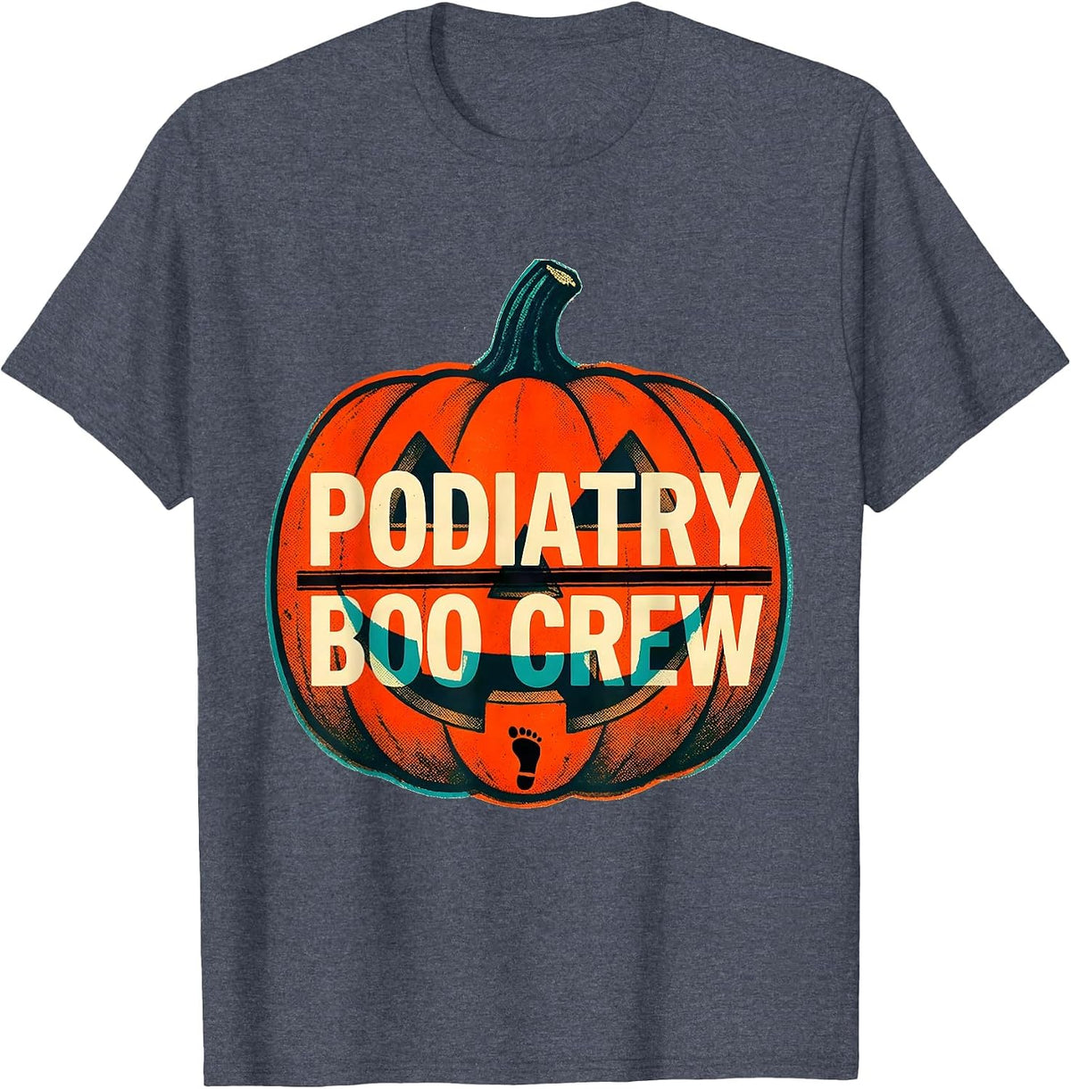 Podiatry Boo Crew Risograph Halloween Matching Occupational T-Shirt - Heather Blue