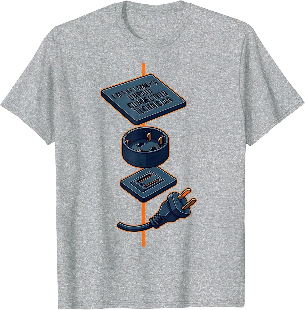 Men's I'm The Family's Unpaid Connection Technician Funny Tech T-Shirt - Heather Grey