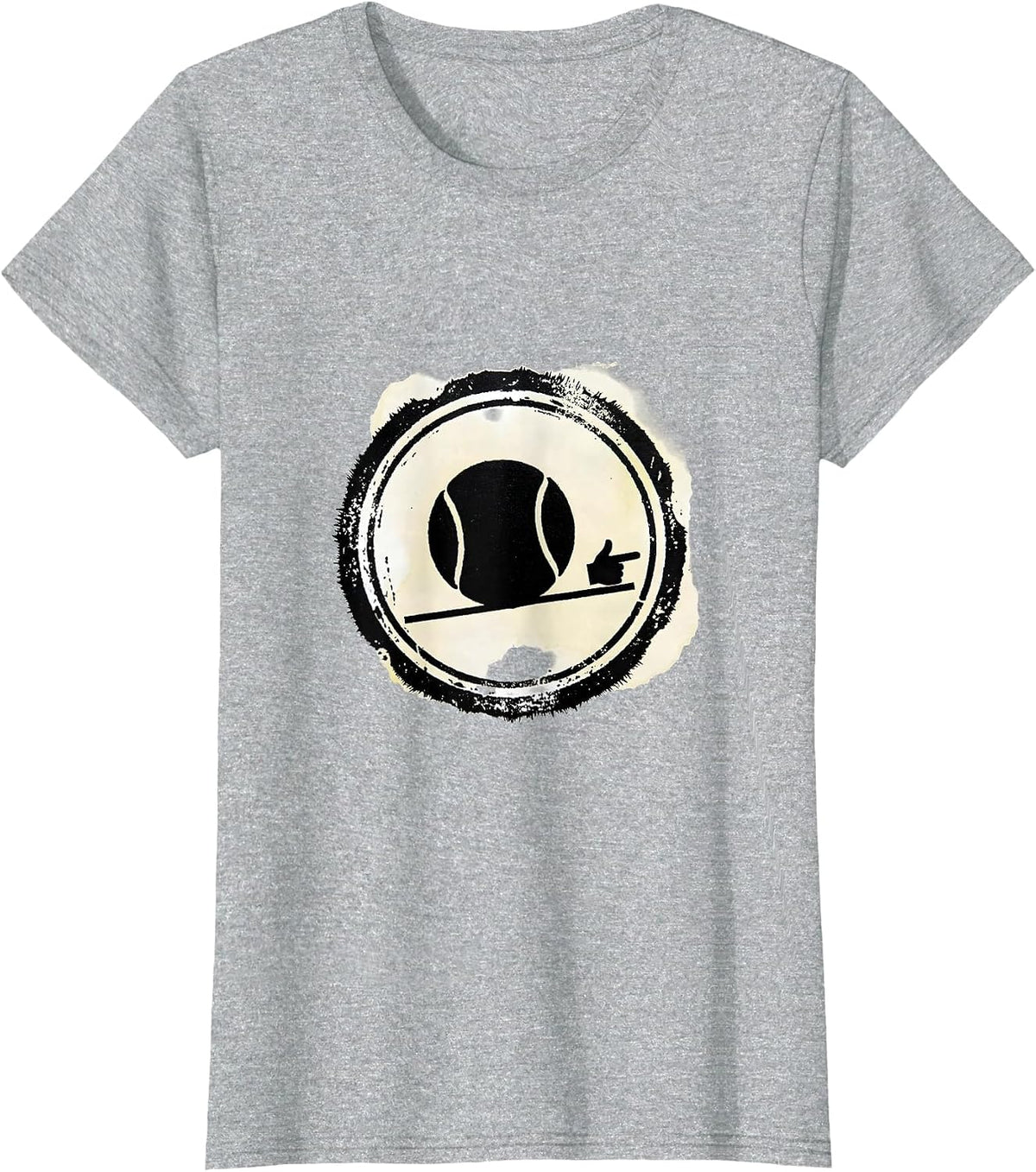 Rubber Stamp Tennis Ball Baseline Humor T-Shirt - Heather Grey