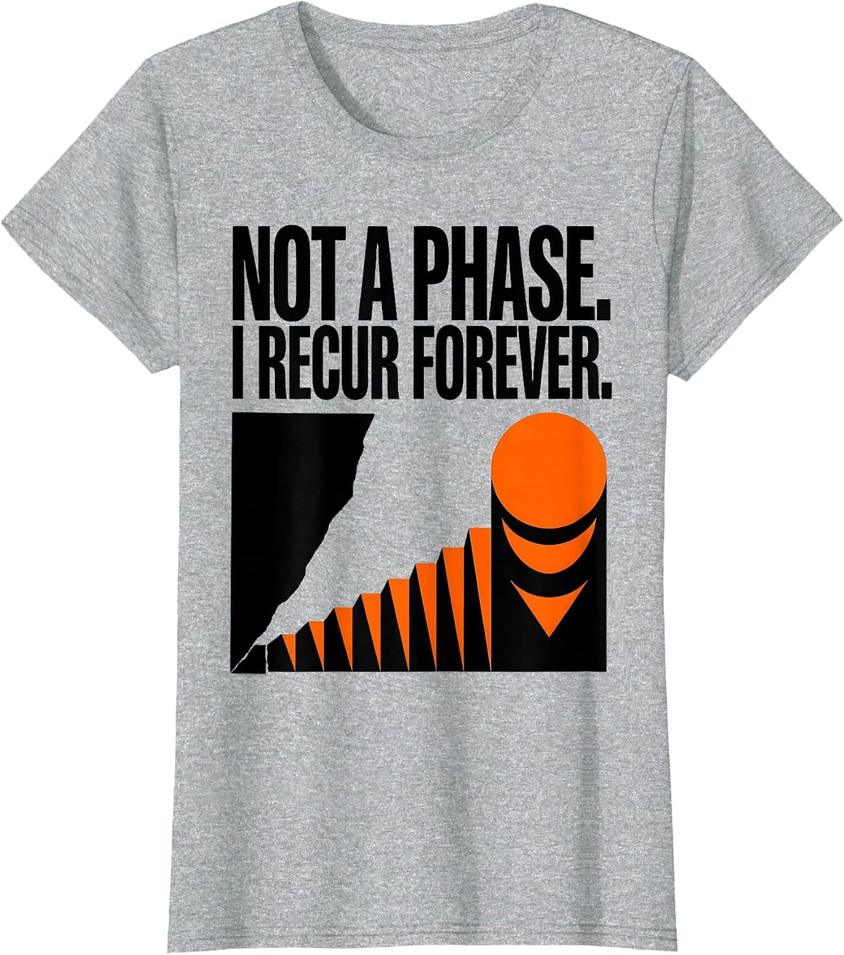 Women's Not A Phase I Recur Forever Brutalist Moon Phase Astronomy T-Shirt - Heather Grey