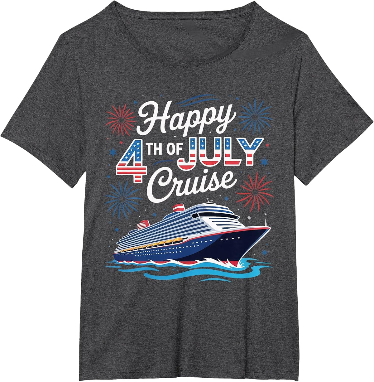 Happy 4th of July Cruise Patriotic Family Matching Cruise T-Shirt - Dark Heather Grey