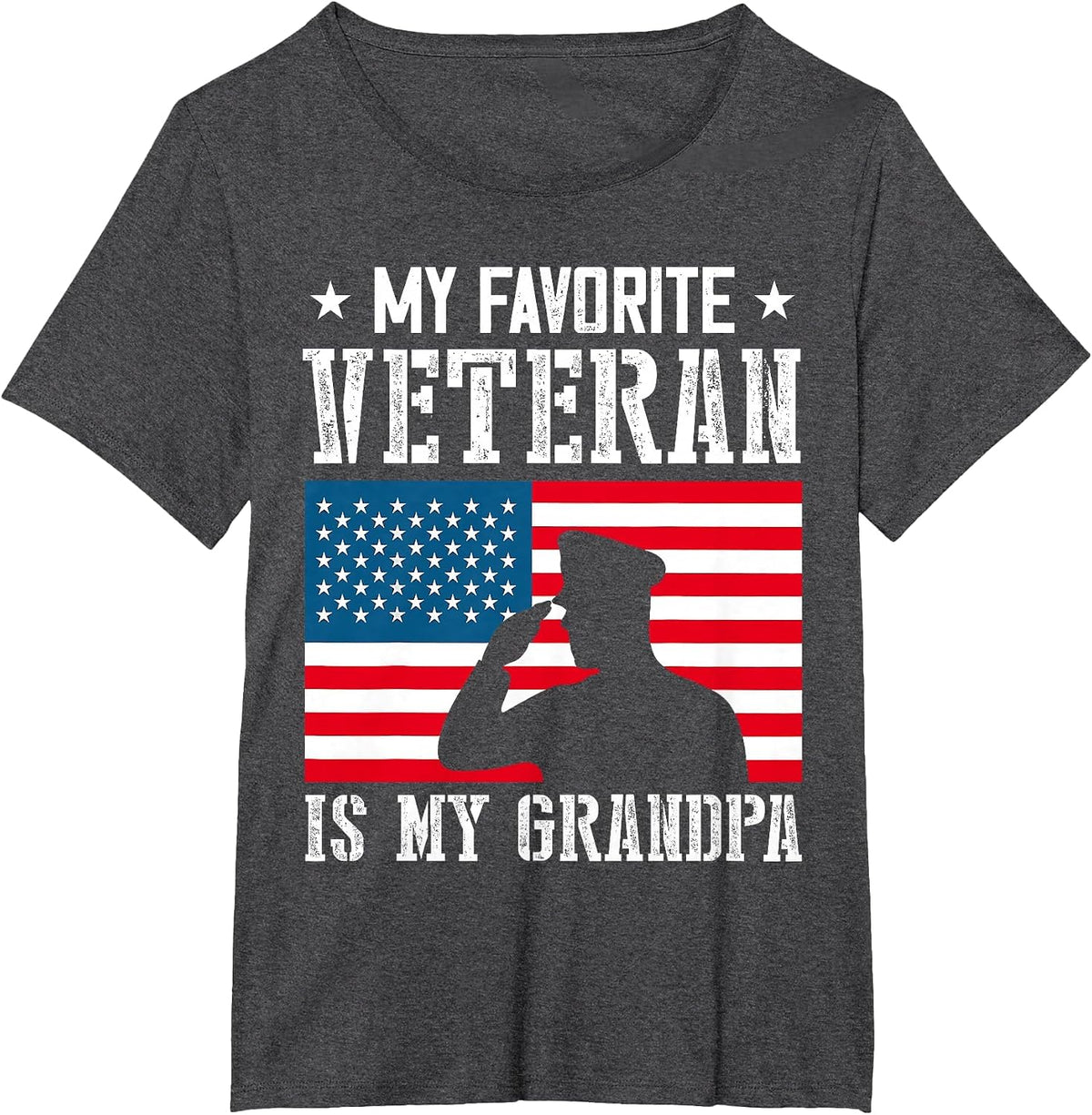 My Favorite Veteran is My Grandpa Veterans Day Thank You T-Shirt - Dark Heather Grey