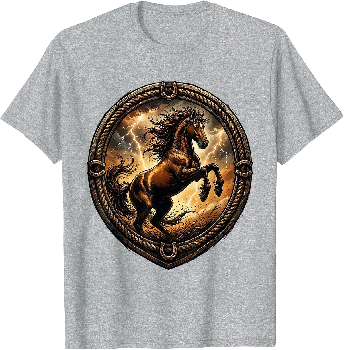 Men's Rearing Horse Stormy Sky Western Graphic T-Shirt - Heather Grey
