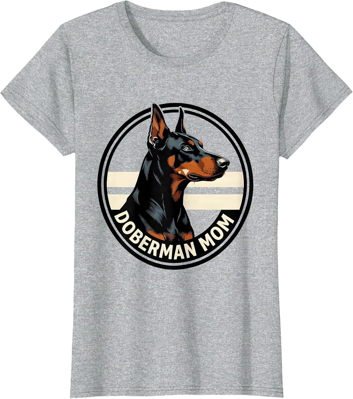 Doberman Mom Patriotic Shield Badge Dobie Owner Pride T-Shirt - Heather Grey