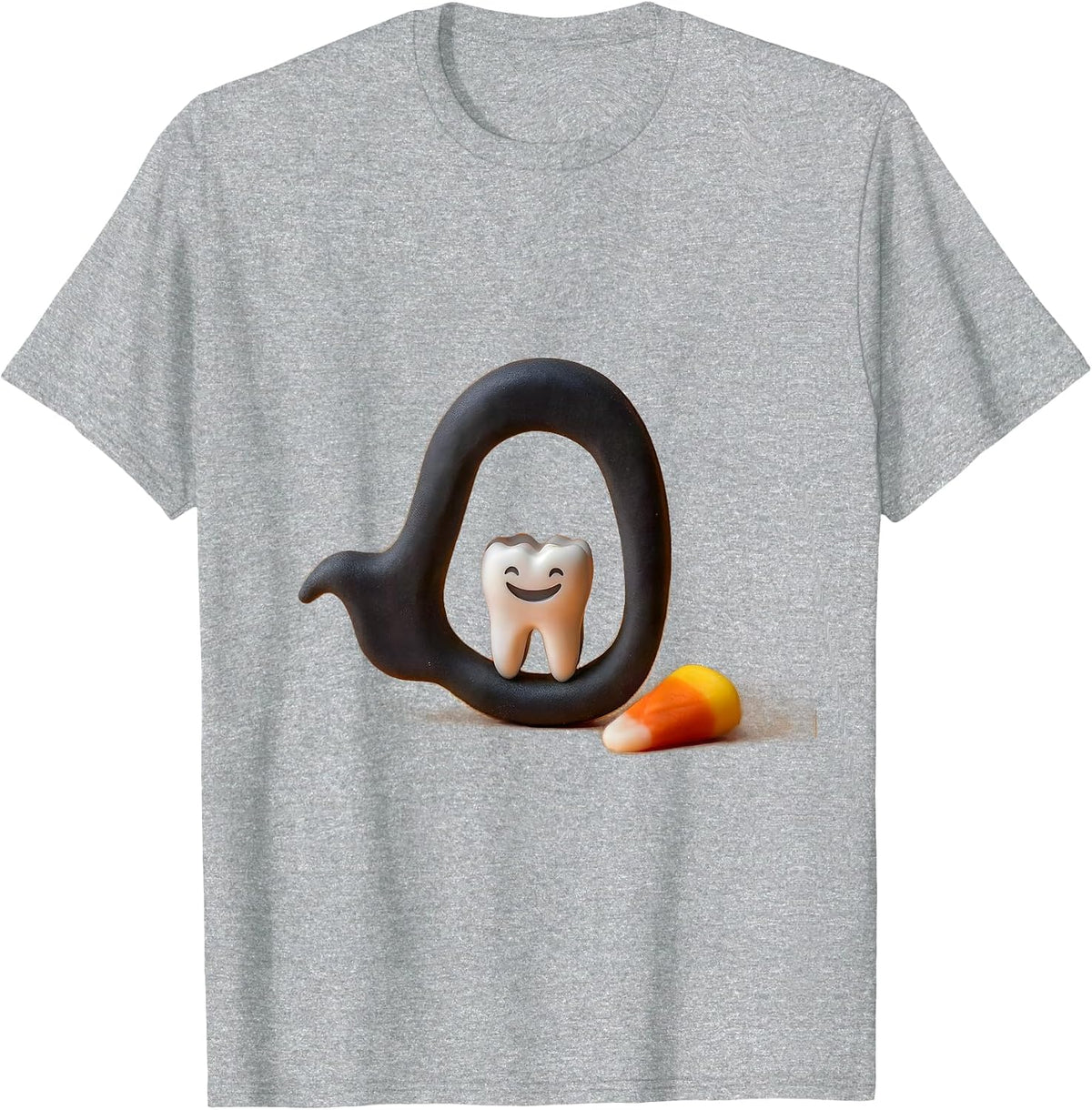 Men's Smiling Molar Ghost Floss Halloween Dentist Costume T-Shirt - Heather Grey