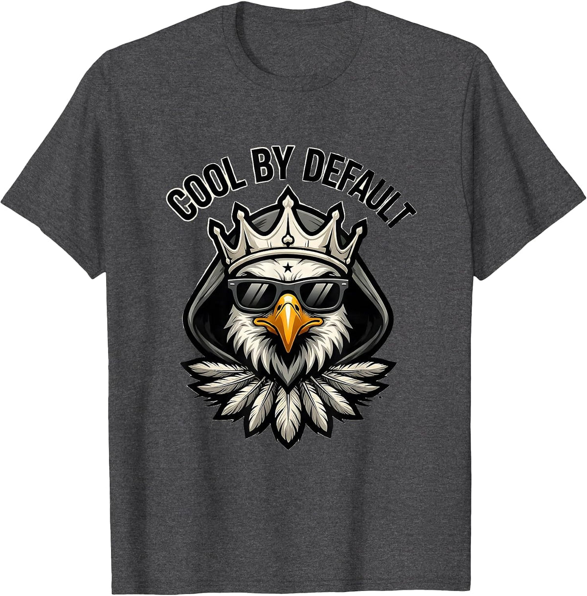 COOL BY DEFAULT Bald Eagle Mascot Sunglasses Funny Eagle T-Shirt - Dark Heather Grey