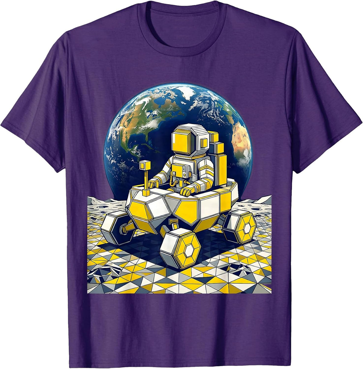 Astronaut Moon Rover Space Exploration Graphic T-Shirt - Purple
