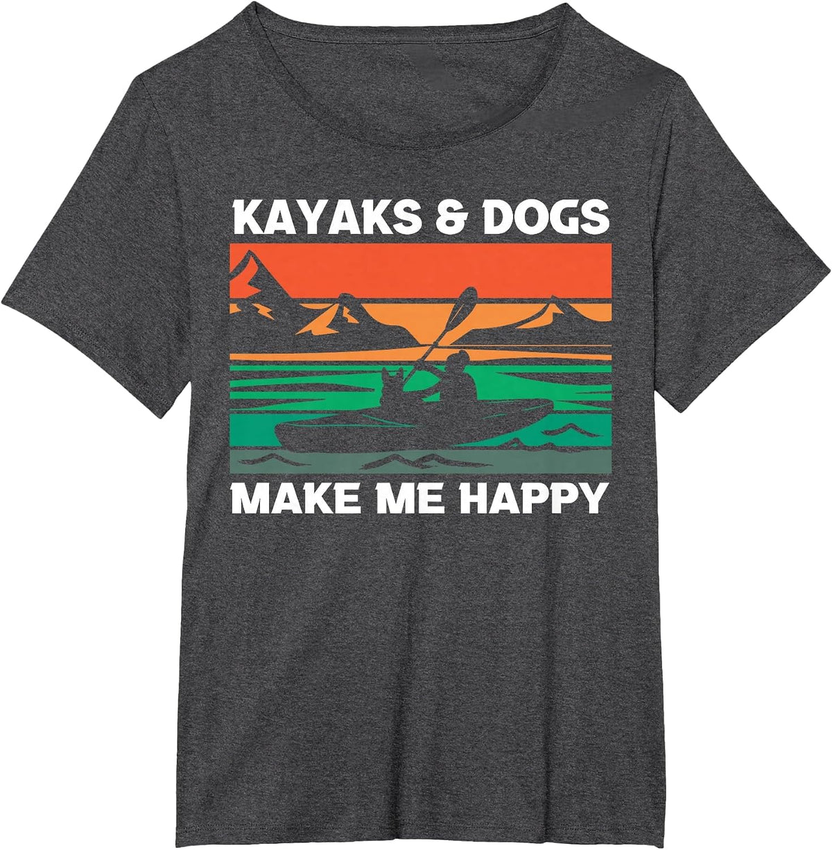 Kayak and Dogs T-Shirt - Dark Heather Grey