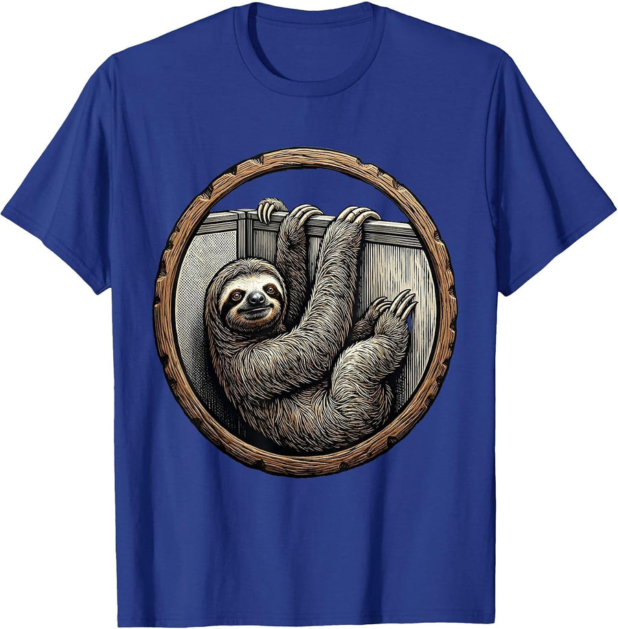 Funny Sloth Office Cubicle Humor Graphic T-Shirt - Royal Blue