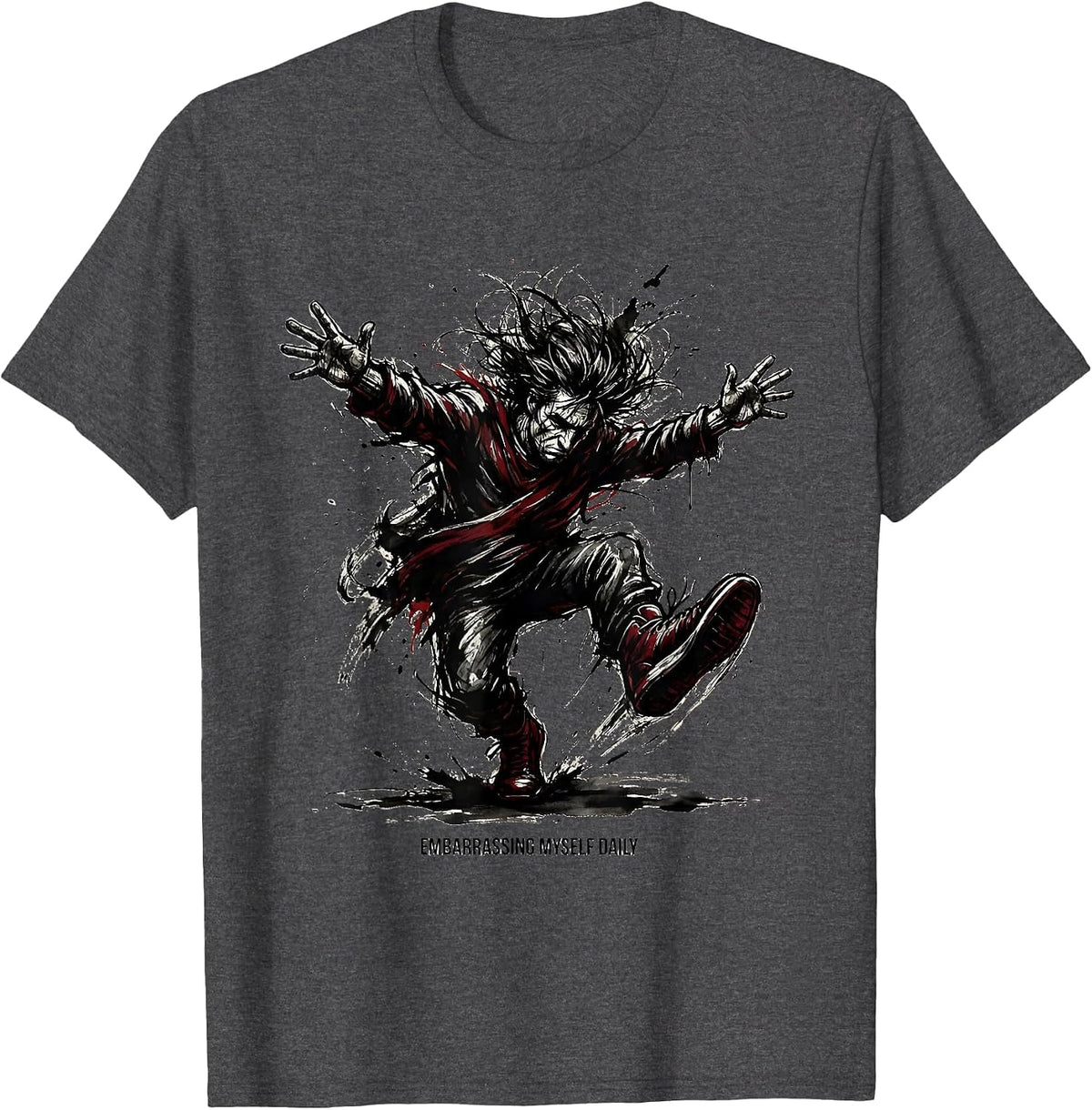 Men's Embarrassing Myself Daily Funny Humor Design T-Shirt - Dark Heather Grey