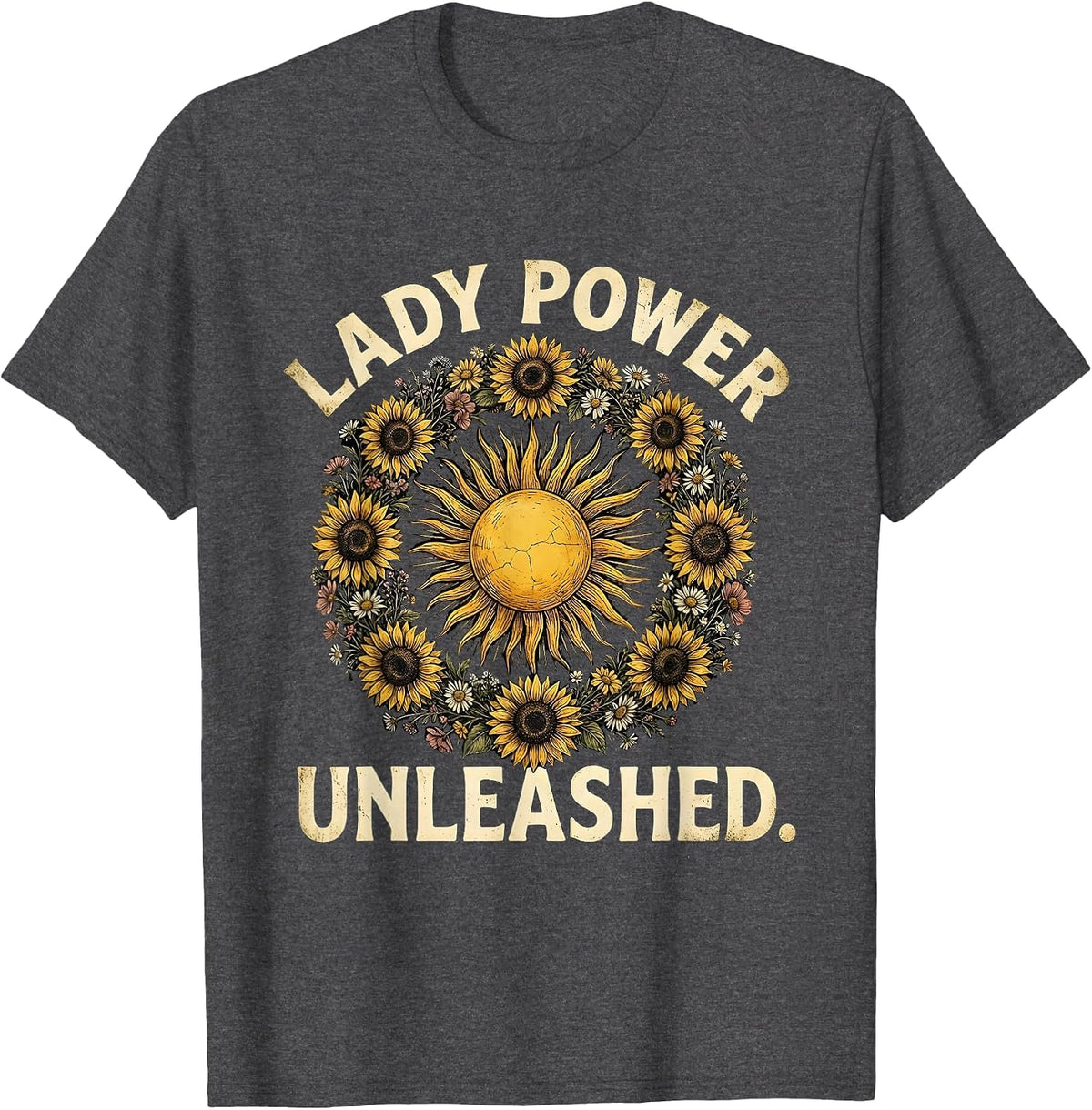 Do It Lady Power Unleashed Empowerment Design T-Shirt - Dark Heather Grey