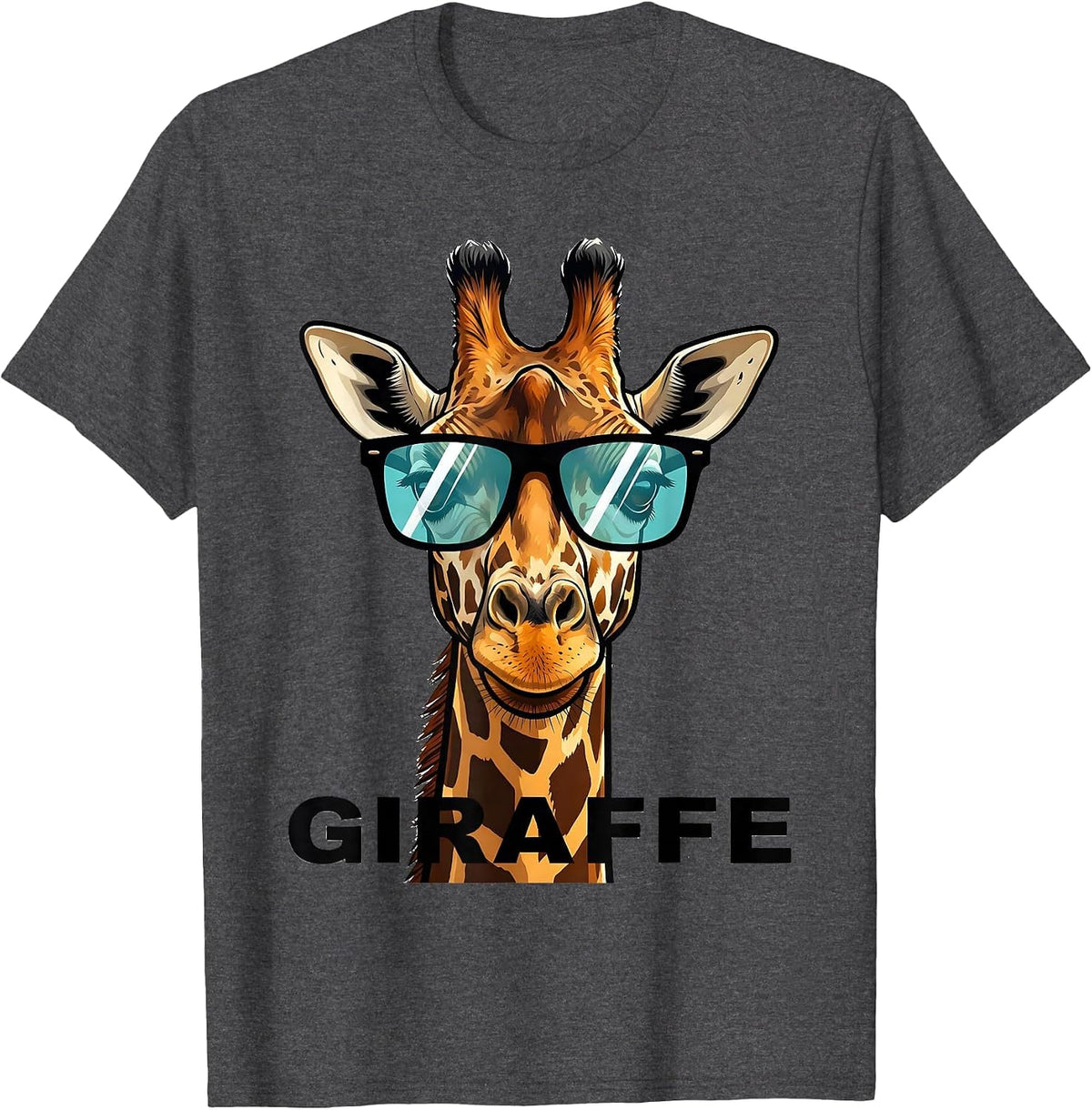 Men's GIRAFFE Cartoon College Mascot Sunglasses Team Fan T-Shirt - Dark Heather Grey