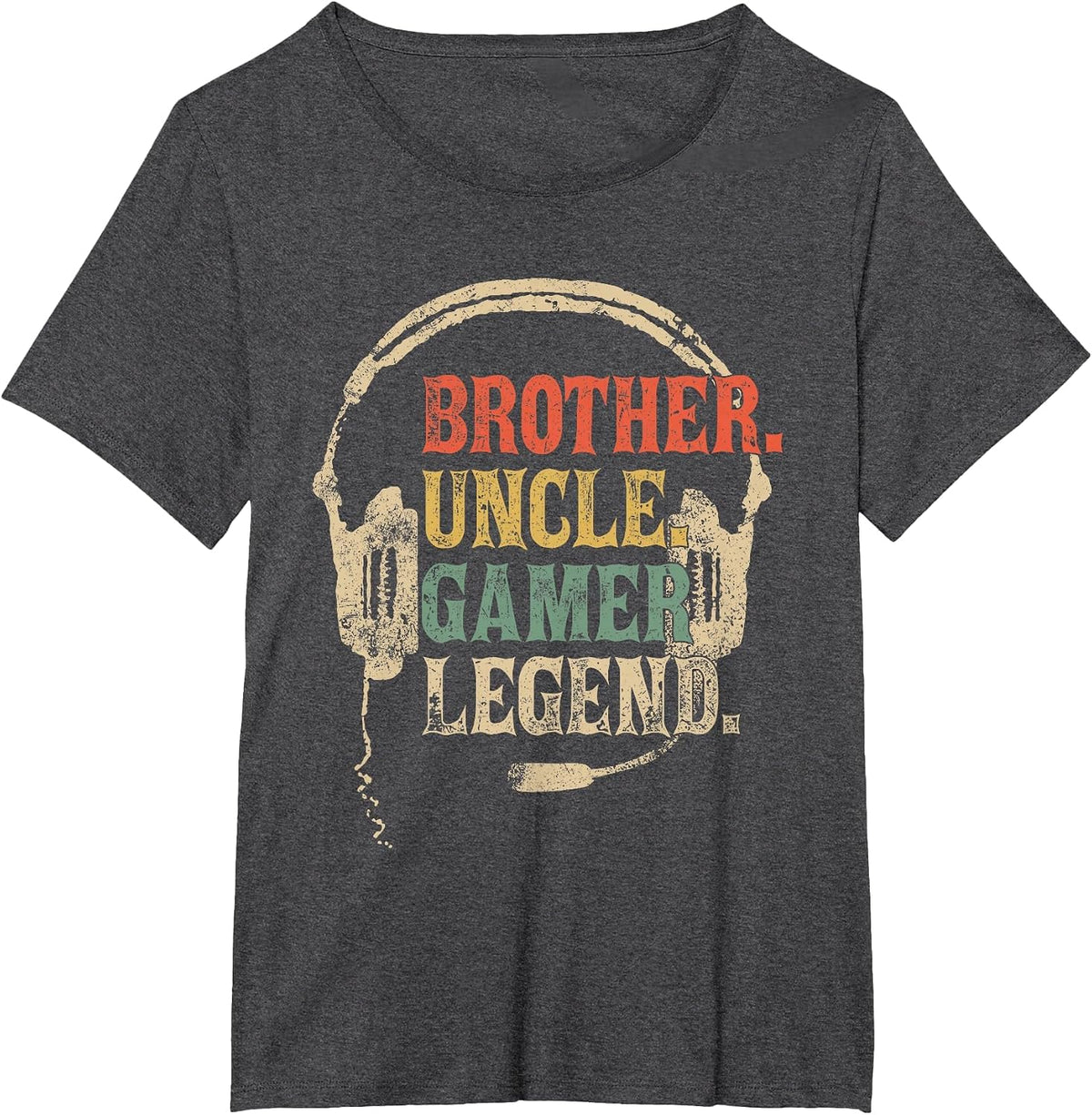 Funny Gamer Brother Uncle Gaming Legend Vintage Video Game T-Shirt - Dark Heather Grey