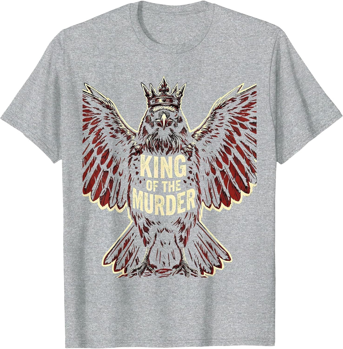 Men's King of the Murder Crow Graphic Design T-Shirt - Heather Grey