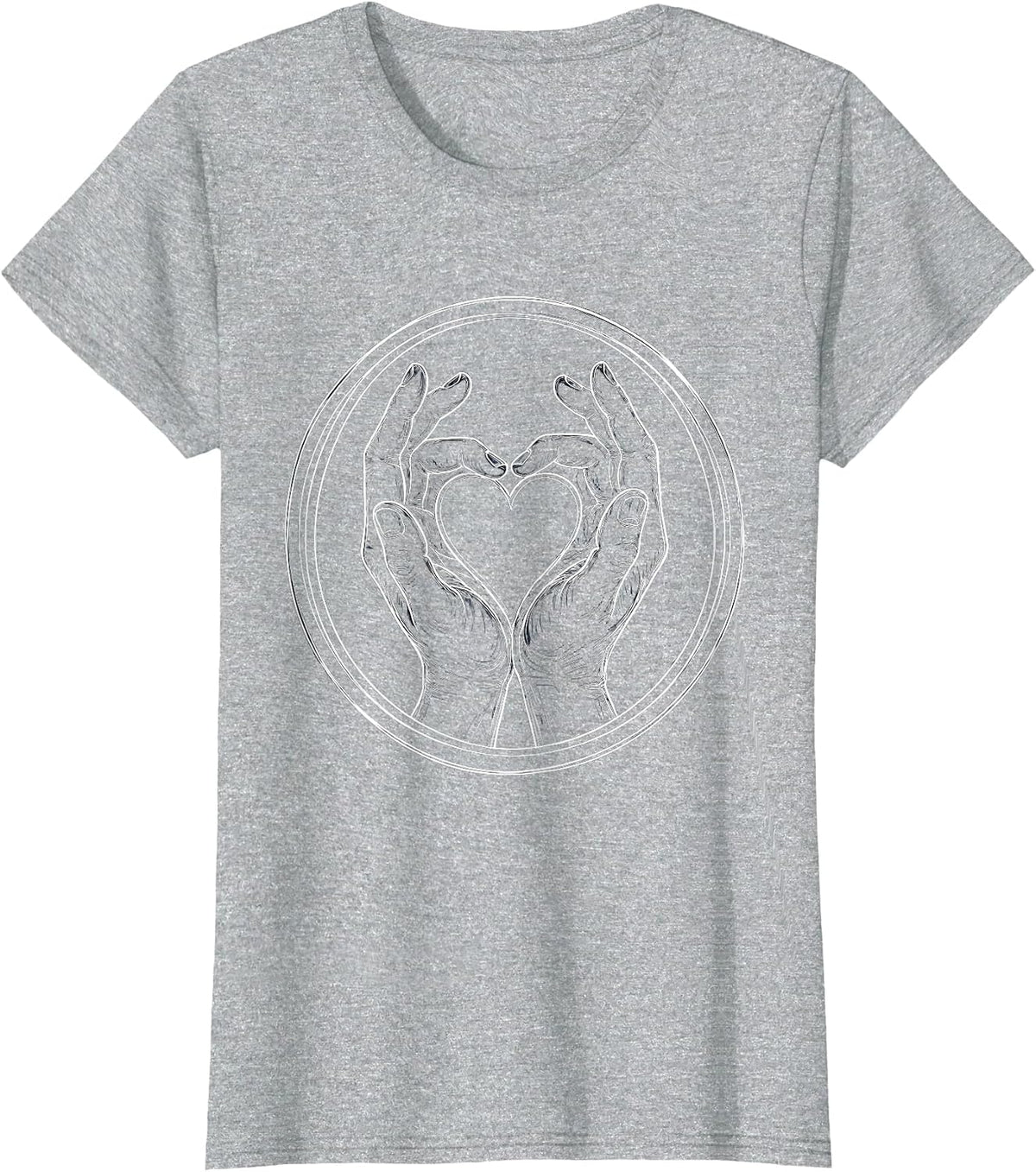 Paraprofessional Caring Hands Heart Graphic T-Shirt - Heather Grey