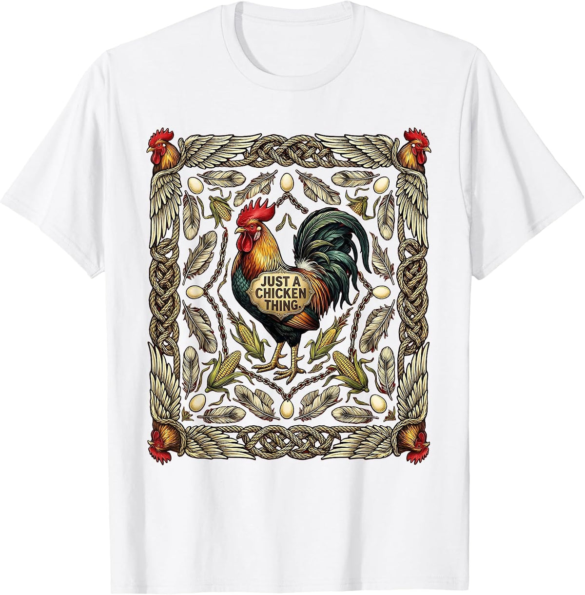 Men's Just a Chicken Thing Funny Poultry Lover Design T-Shirt - White