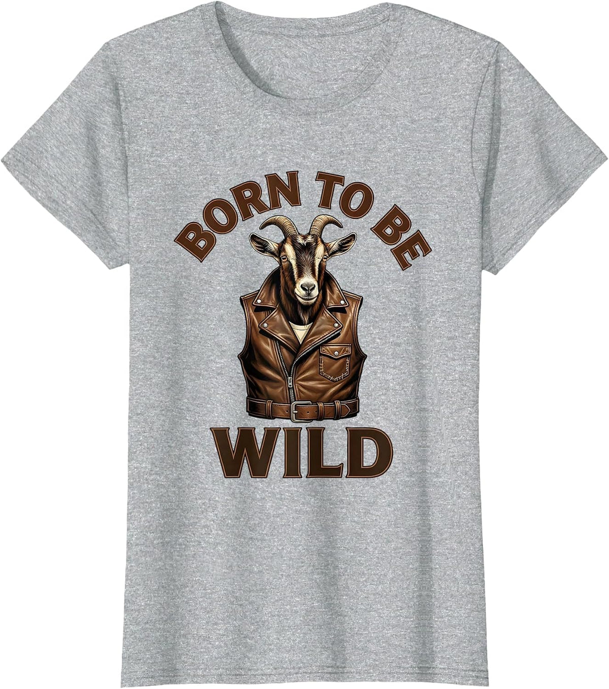 Born to Be Wild Goat Graphic Design T-Shirt - Heather Grey