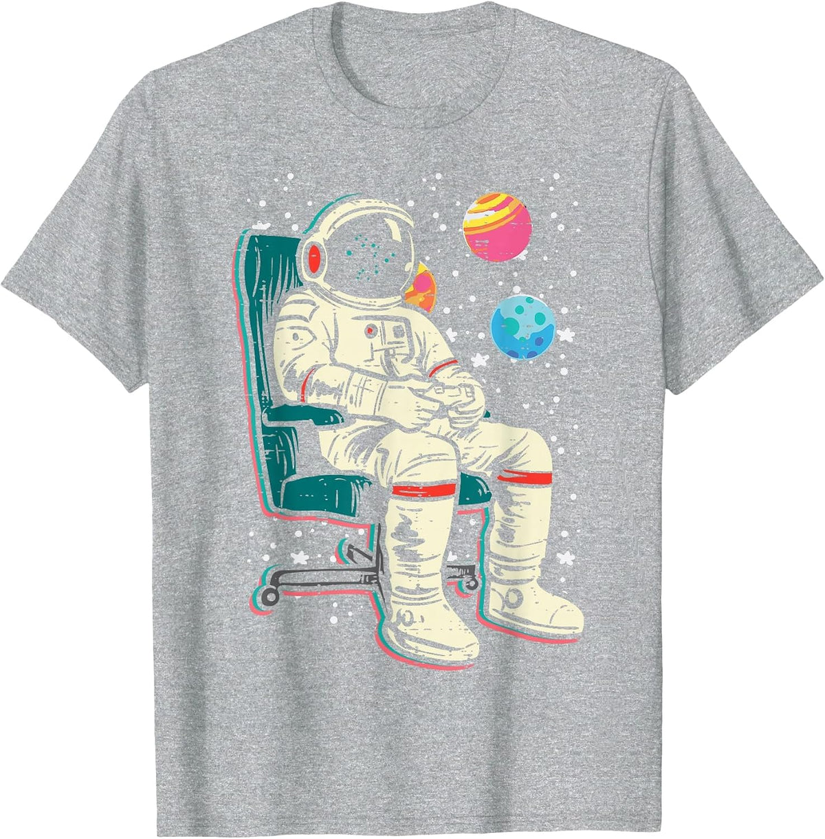 Astronaut Gamer Space Video Gaming Galaxy Men Boys Kids Teen T-Shirt - Heather Grey