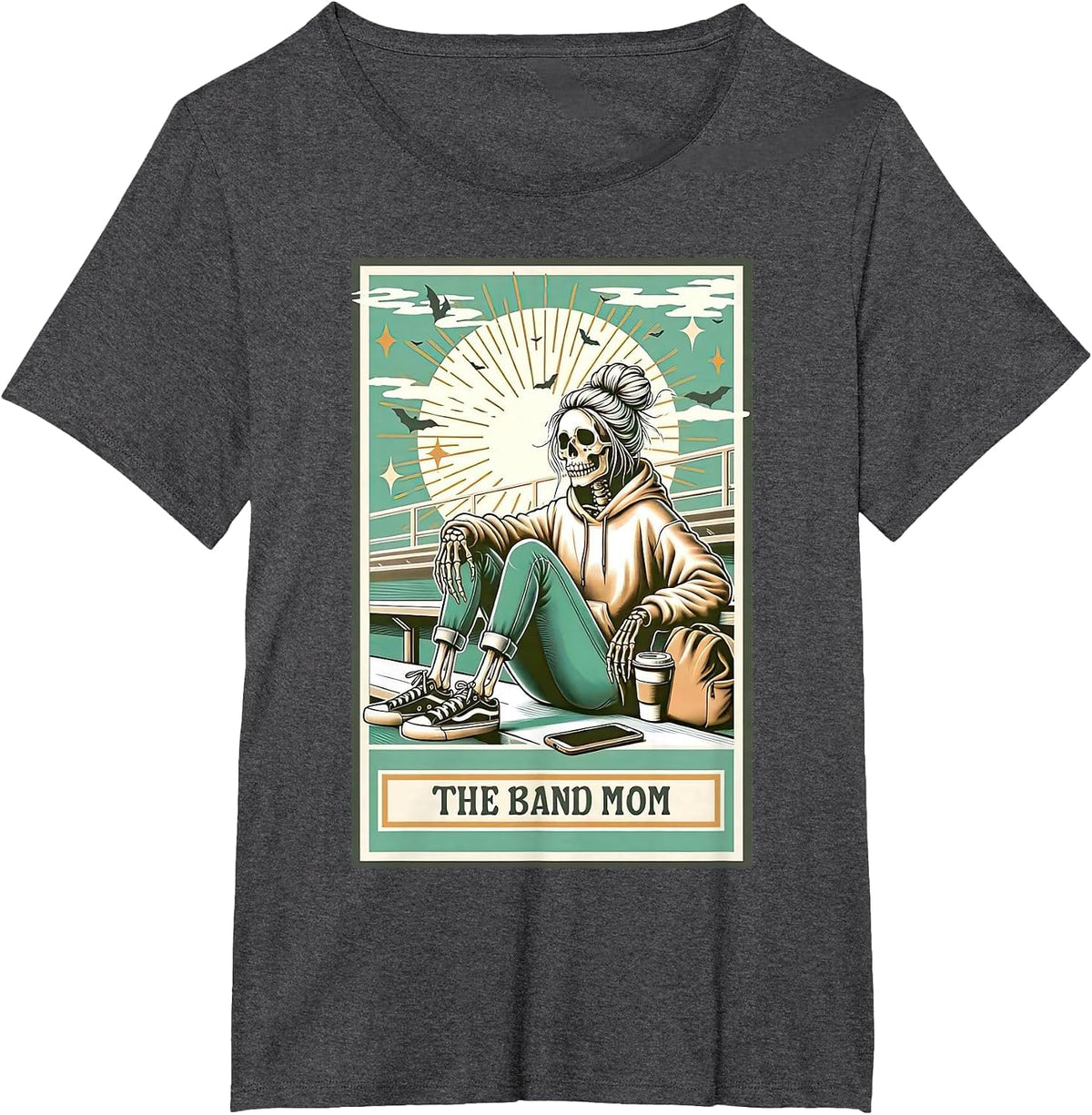 Band Mom Skeleton Tarot Card Proud Musical Marching Band T-Shirt - Dark Heather Grey