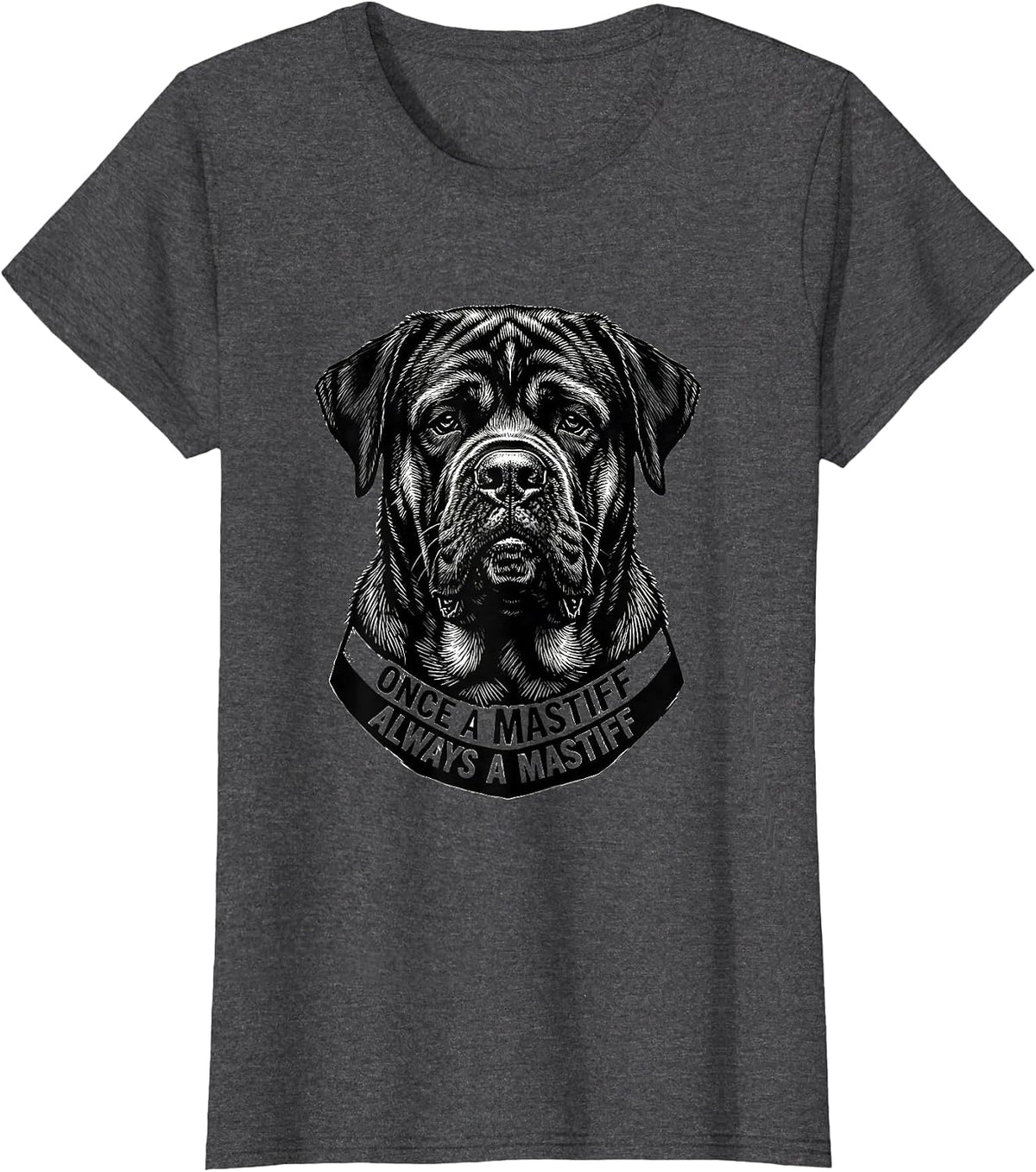Women's Once A Mastiff Always A Mastiff Vintage School Mascot Team T-Shirt - Dark Heather Grey