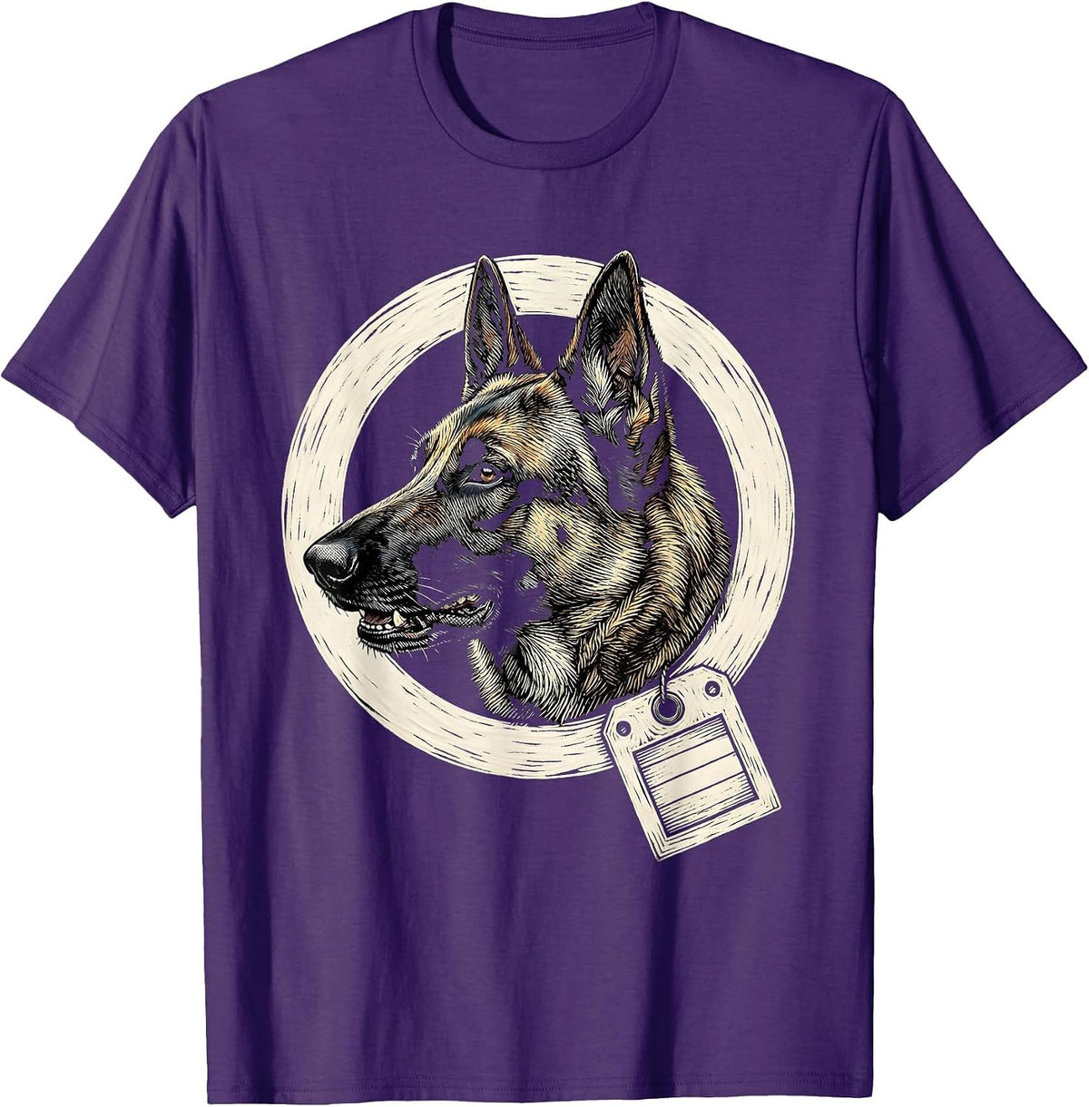 Belgian Malinois Dog Breed Pride Woodcut Engraving T-Shirt - Purple