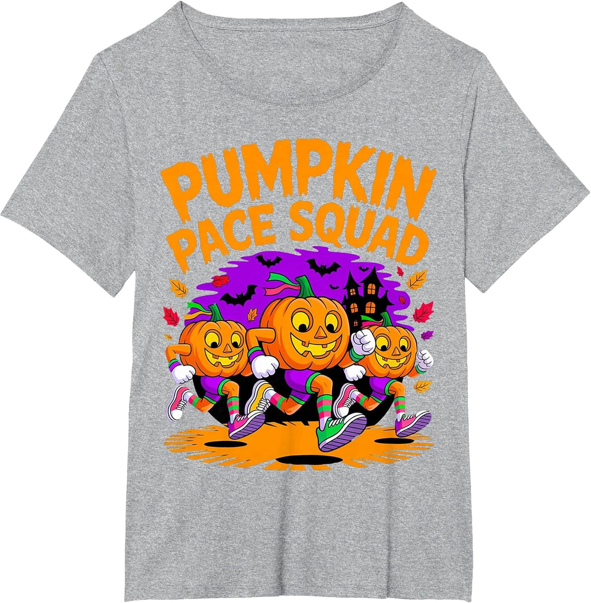 Pumpkin Pace Squad Runner Costume Halloween Running Marathon T-Shirt - Heather Grey