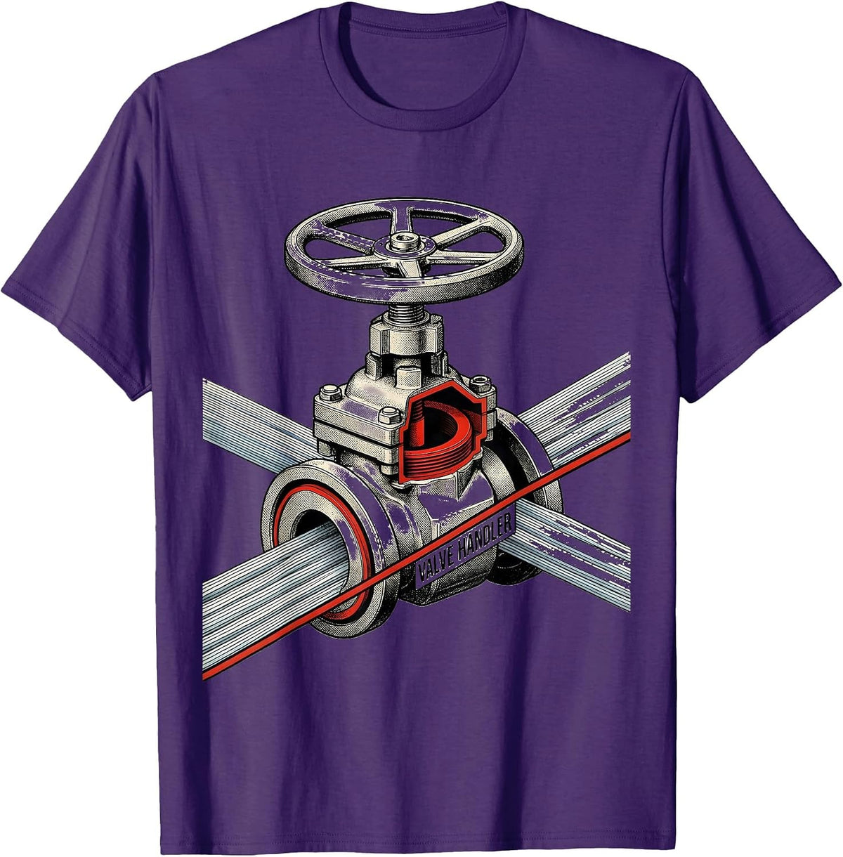 Men's Valve Handler Funny Plumber Pipefitter Occupational Humor T-Shirt - Purple