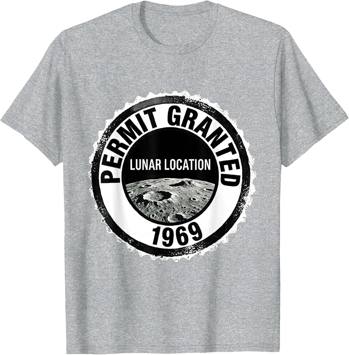 Men's Permit Granted Lunar Location 1969 Retro Astronomy Graphic T-Shirt - Heather Grey