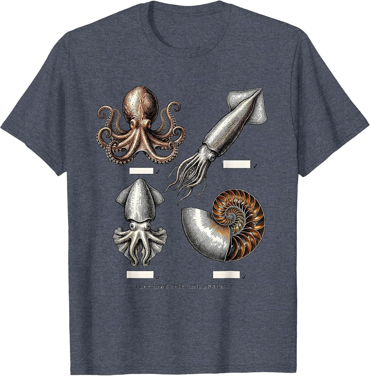 I Can Name Every One of These Vintage Octopus Squid T-Shirt - Heather Blue