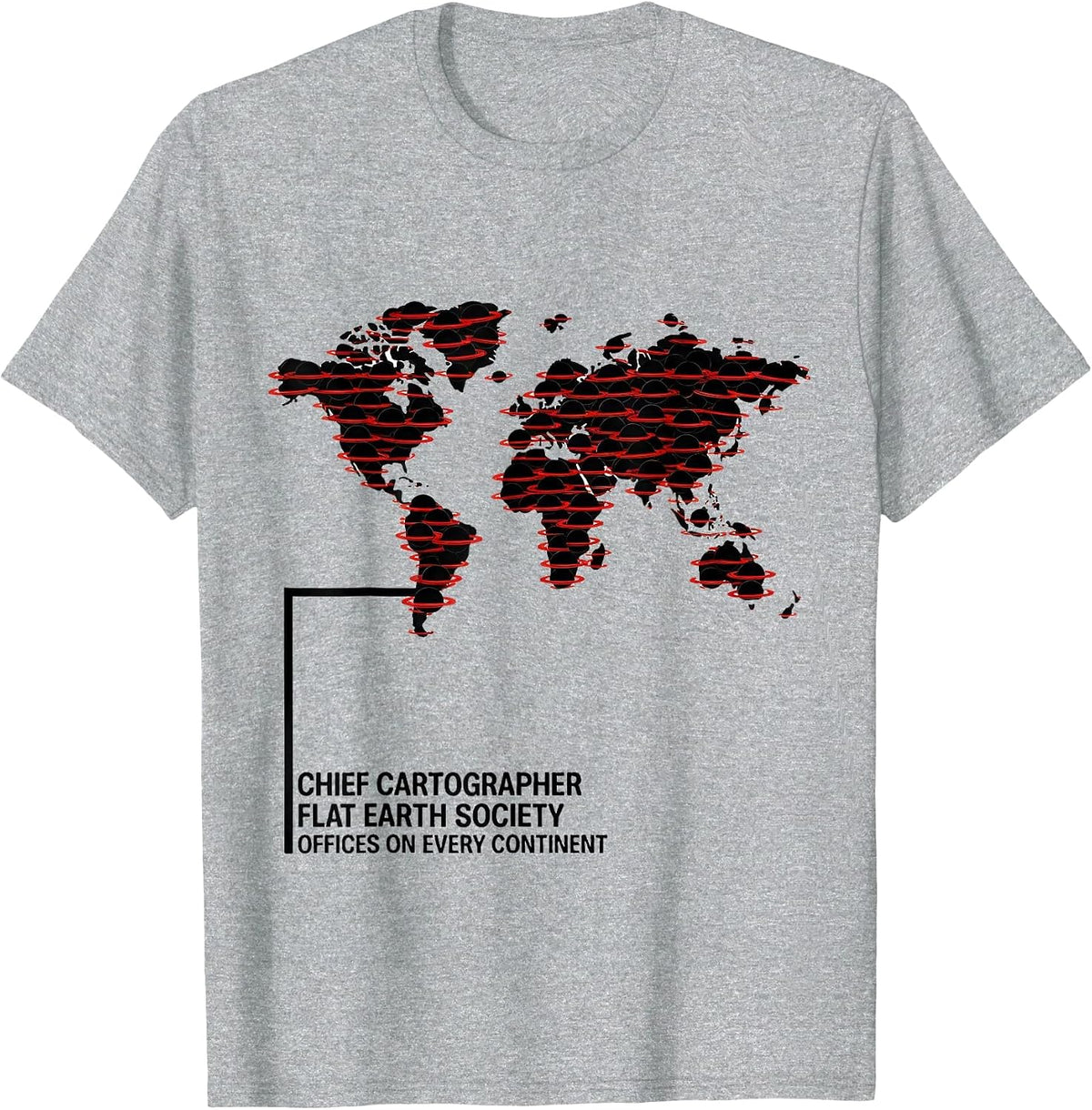 Men's Chief Cartographer Flat Earth Conspiracy Humor T-Shirt - Heather Grey