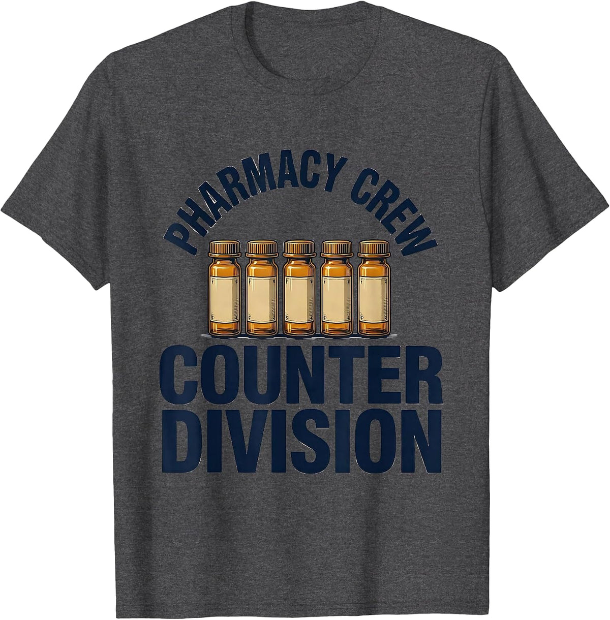 Men's Pharmacy Crew Counter Division Funny Pharmacy Tech Gift T-Shirt - Dark Heather Grey