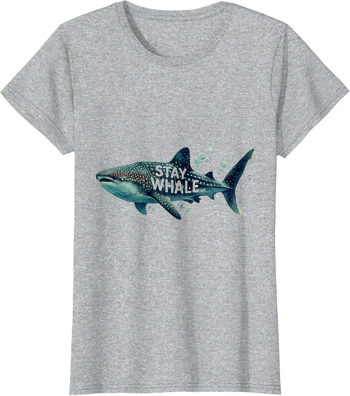 Women's Stay Whale Funny Watercolor Whale Shark Ocean Wildlife Lover T-Shirt - Heather Grey
