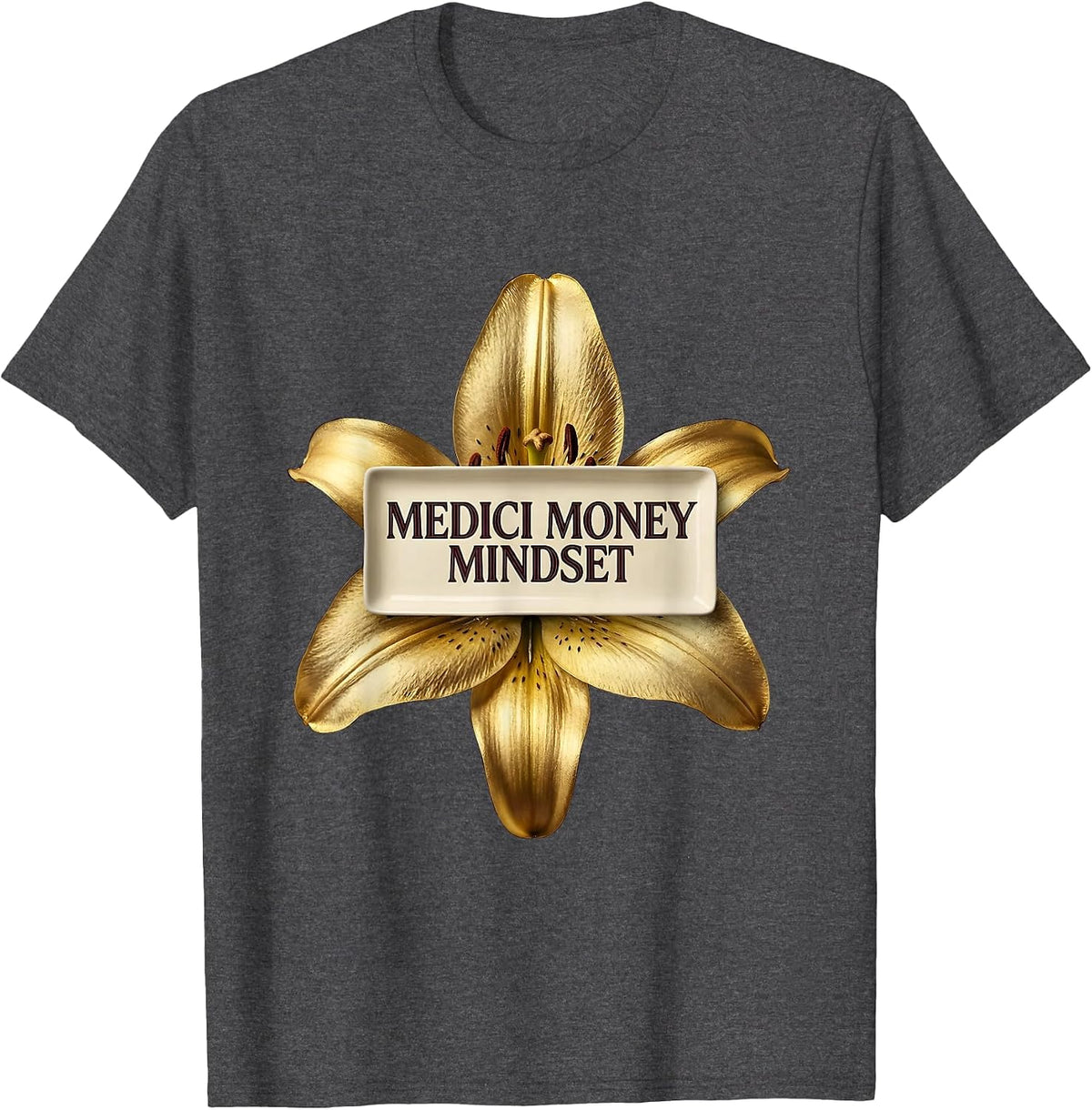 Medici Money Mindset Renaissance Graphic Design T-Shirt - Dark Heather Grey