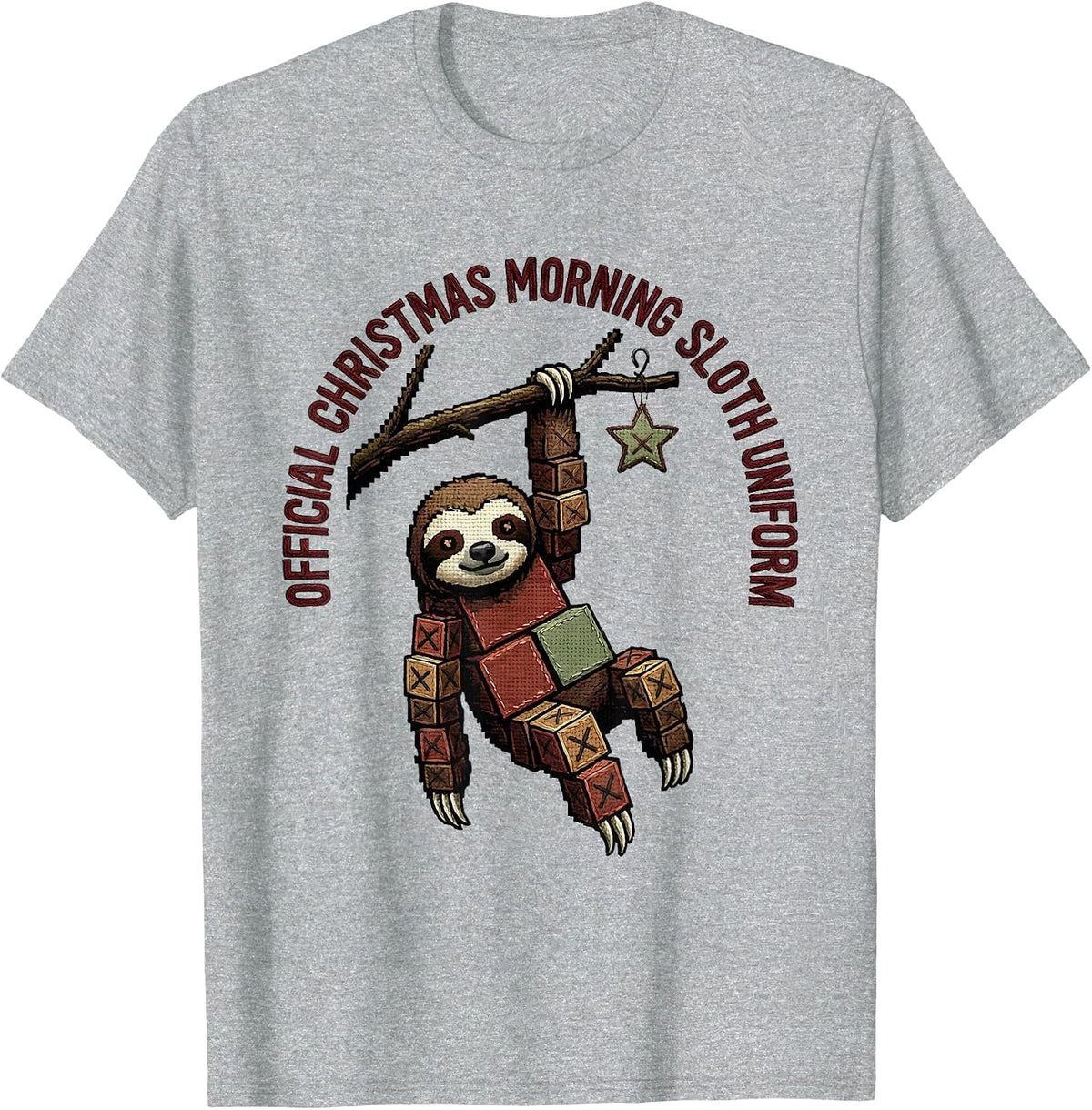 Men's Official Christmas Morning Sloth Uniform Funny Sloth Gift T-Shirt - Heather Grey
